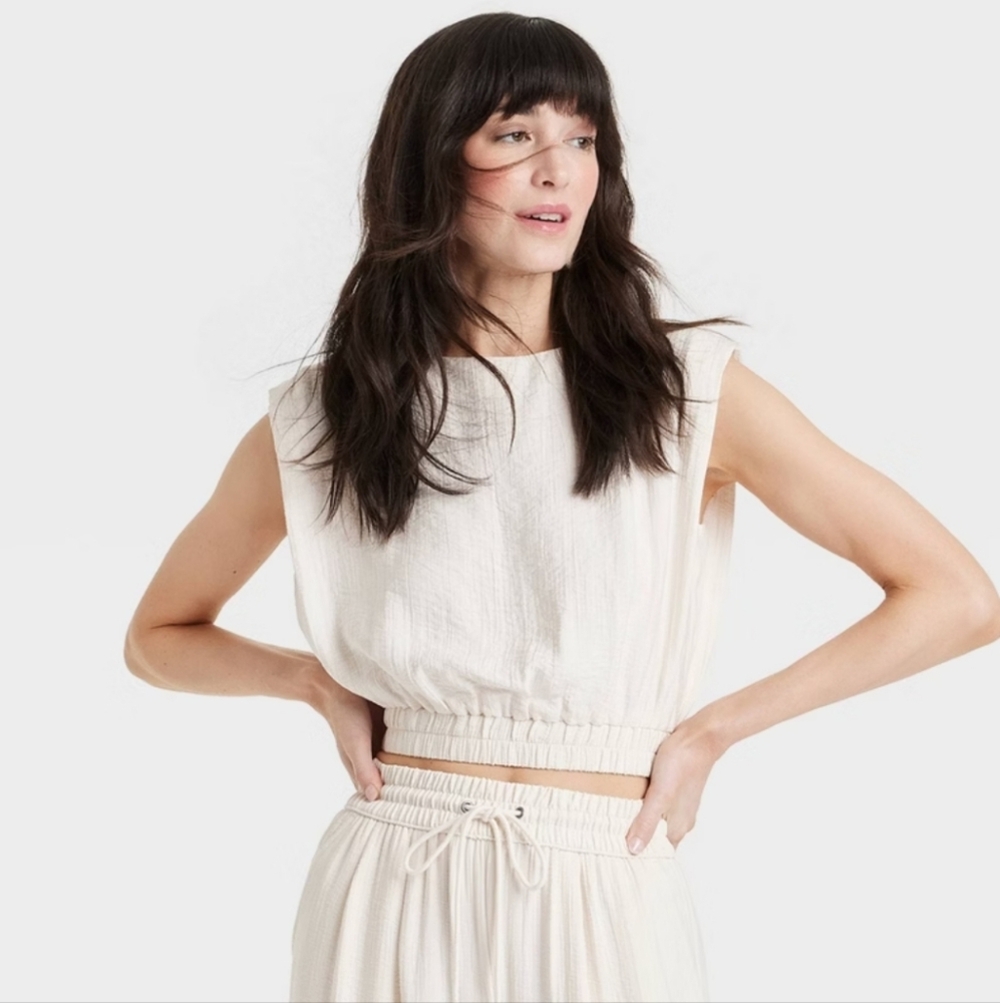 Women's Sleeveless Blouse - A New Day Cream XL